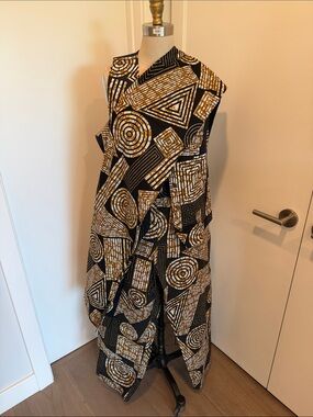 Ankara Geometric Vest & Pants Set with Matching Scarf